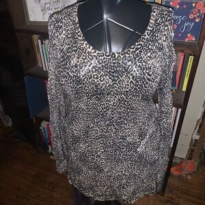 Chico’s leopard print crochet 1/M coverup artsy tunic